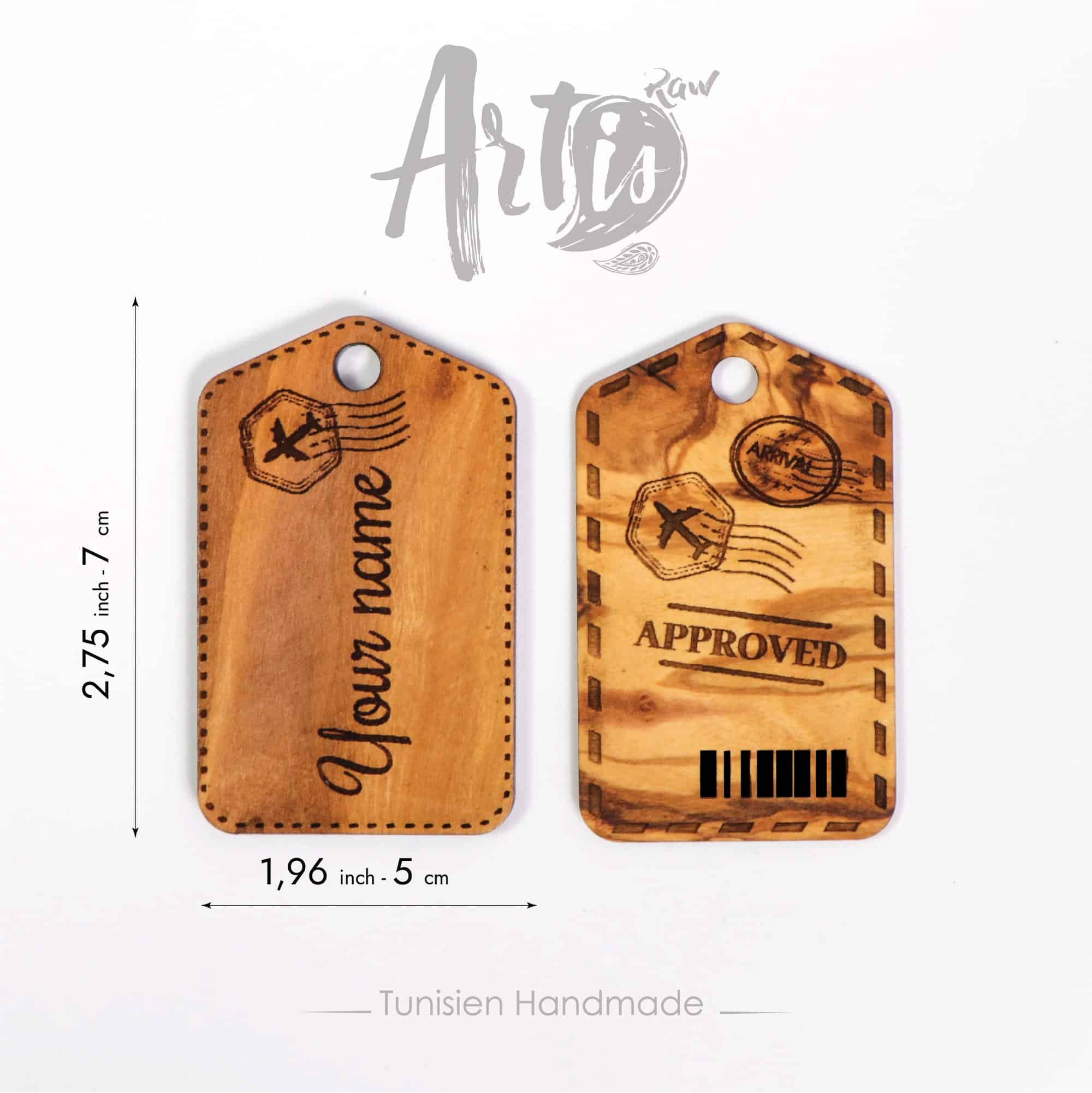 Custom Olive Wood Luggage Tags – Handmade Personalized Travel Accessory