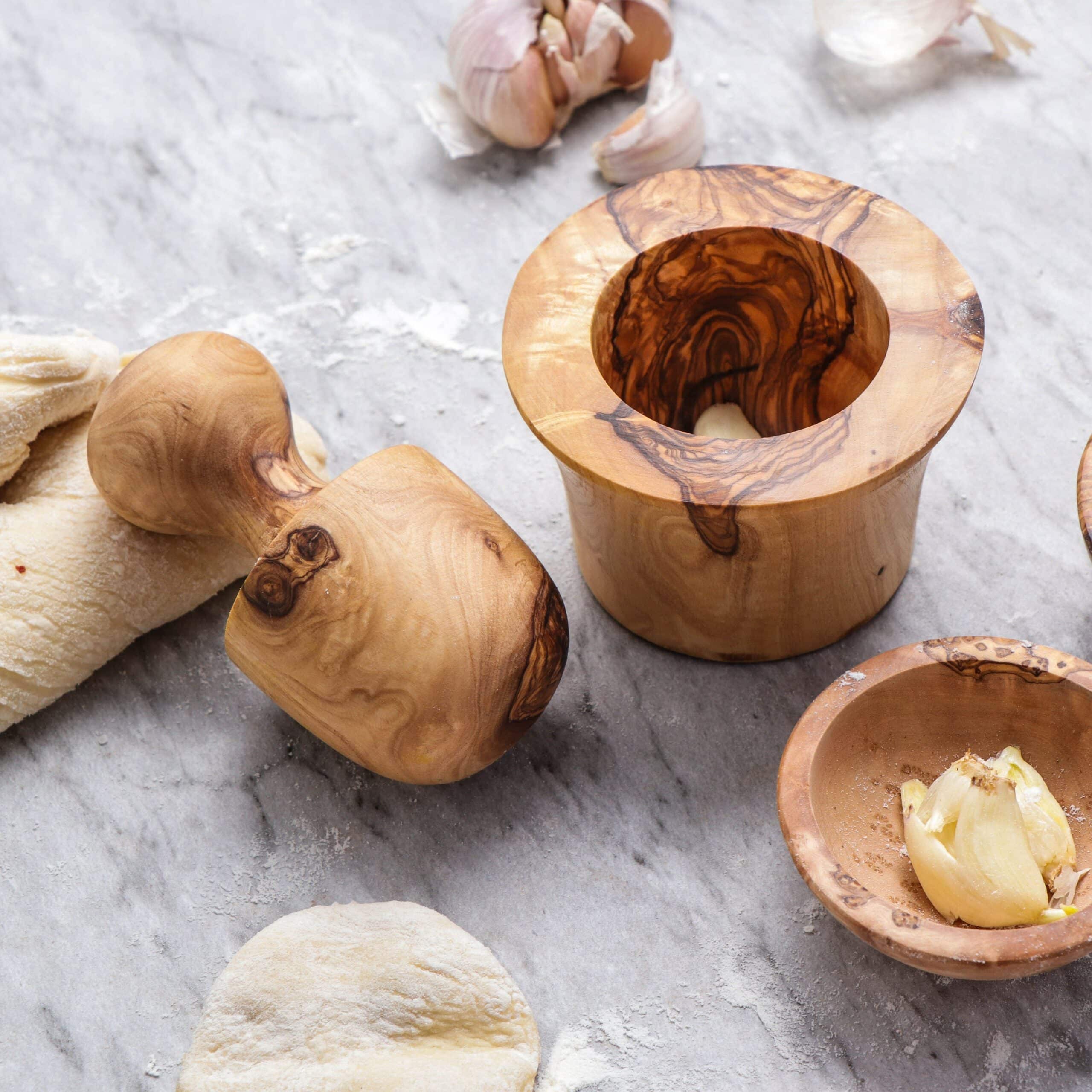 Garlic Press made of Tunisian Olive Wood