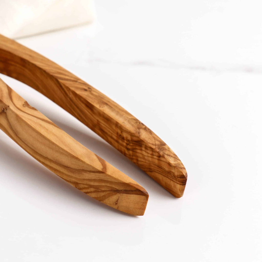 Handmade Olive Wooden Salad Tongs
