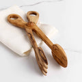 Olive wood toast tongs