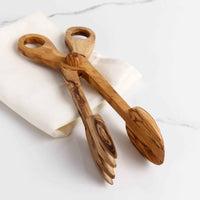 Olive wood toast tongs
