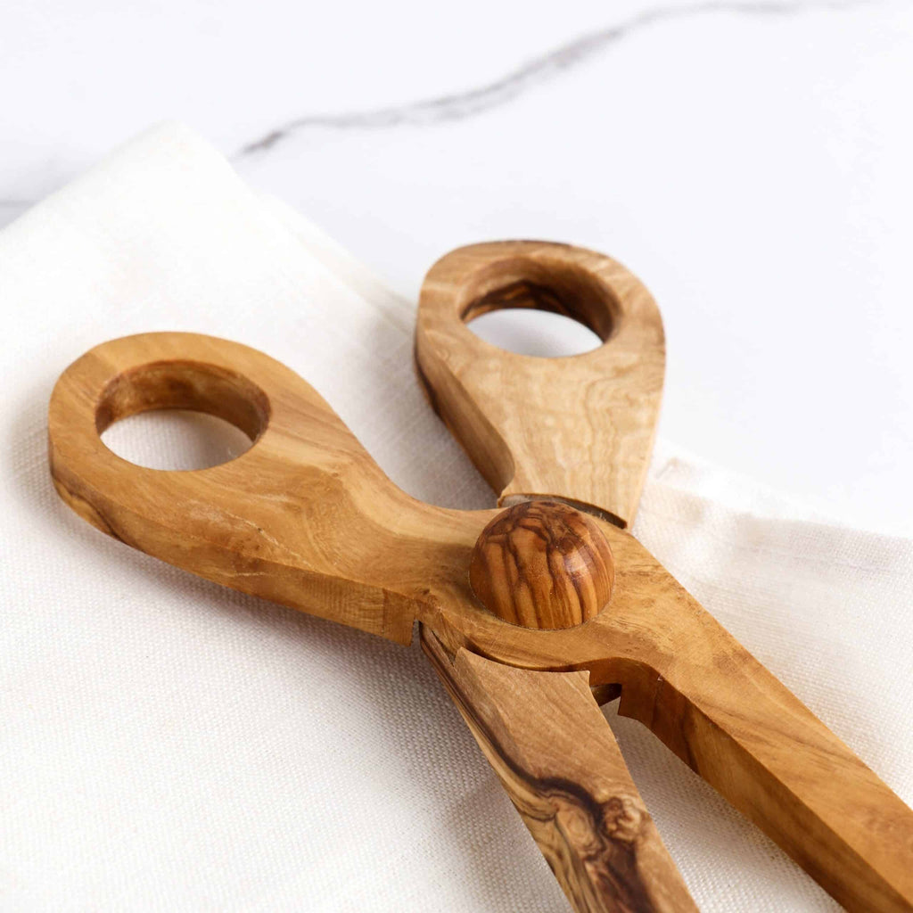 Olive wood toast tongs