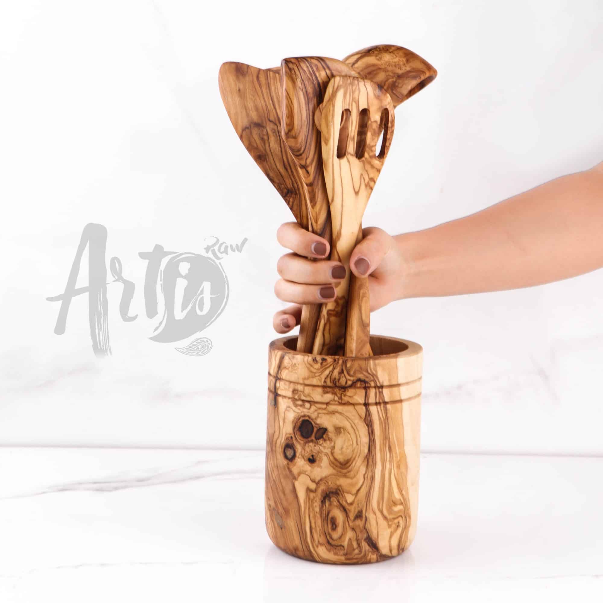 Kitchen Utensil Set Handmade from Olive Wood