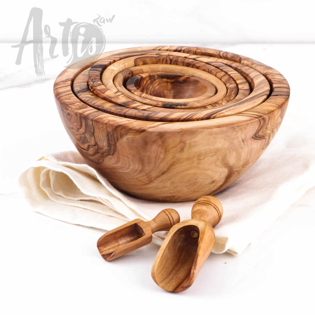 Handmade Olive Wooden Serving Bowls