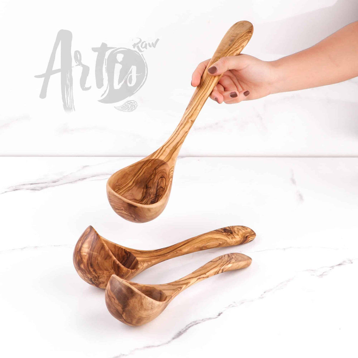 Handmade Wooden Ladle Spoon Set of 3