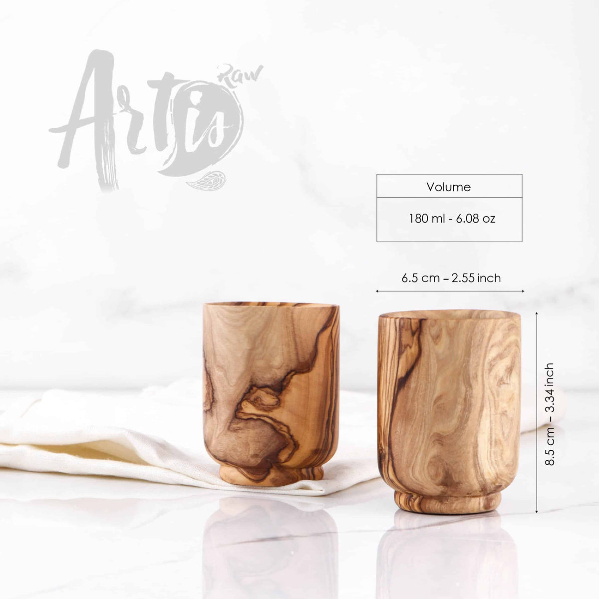 Wooden Drinking Cups. Wood Mug Set of 2
