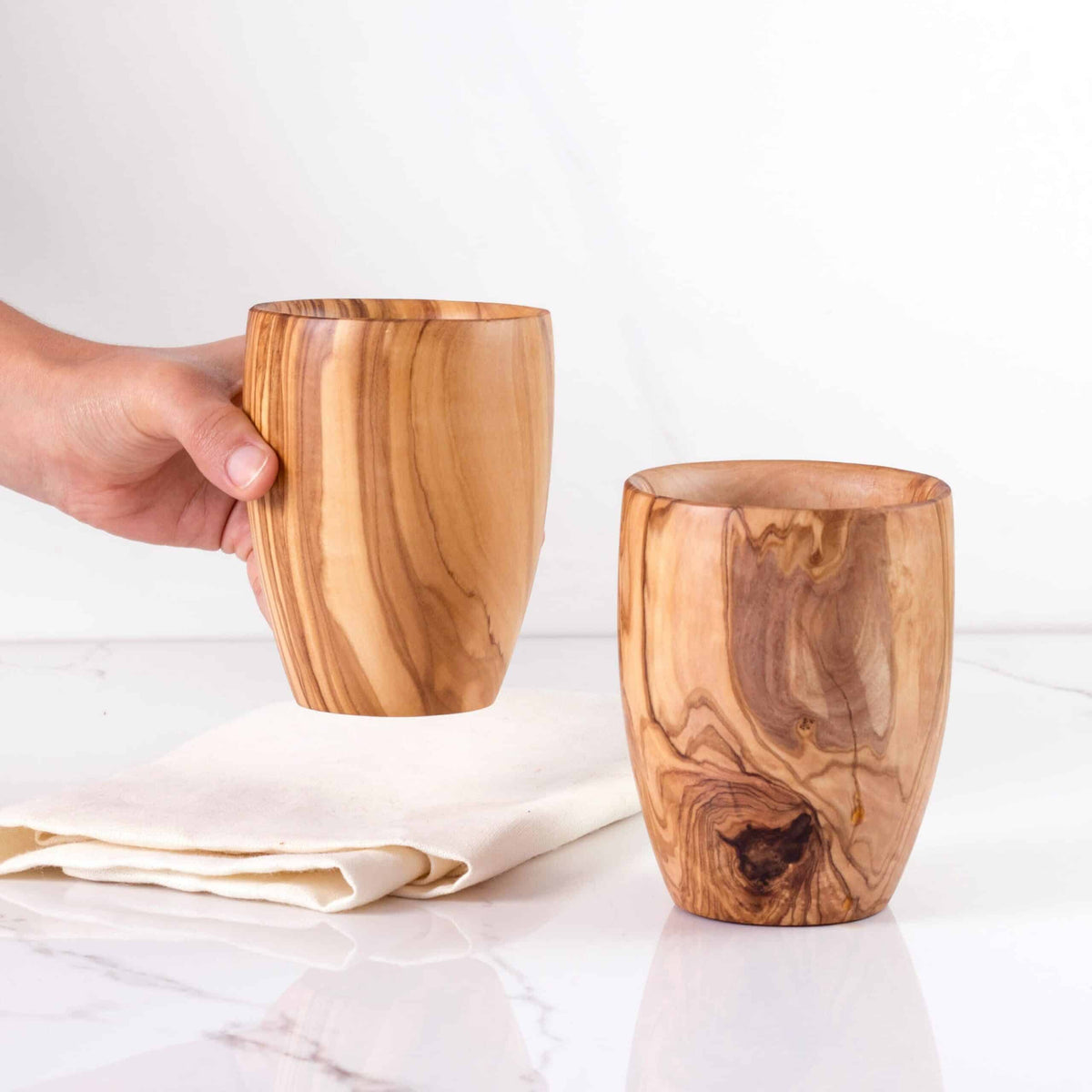 Set of 2 Large Handmade Wooden Cups
