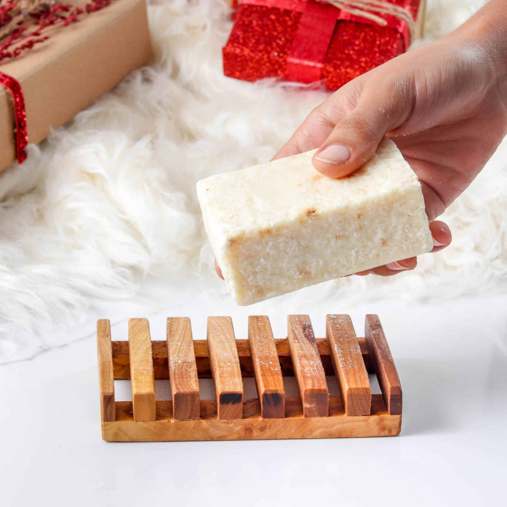 Handmade Wood Soap Dish with Drain