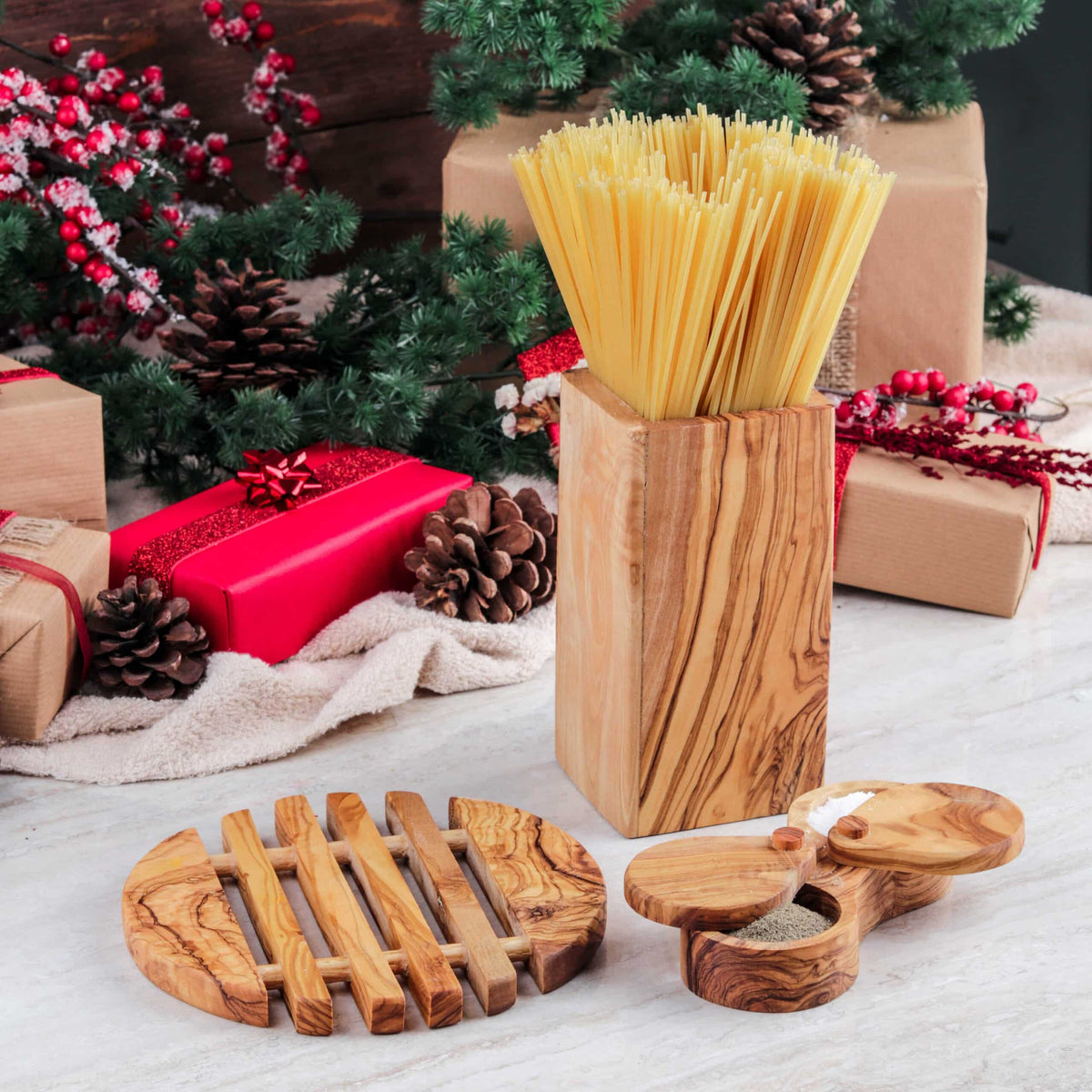 Set of Handmade Wood Kitchen Accessories