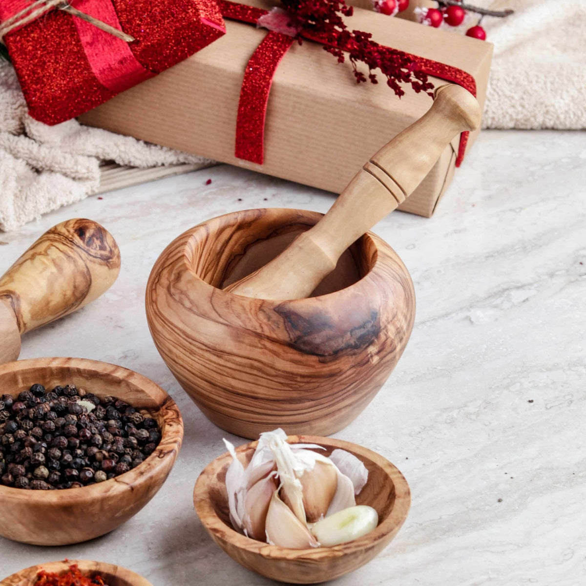 Set of Kitchen Accessories made of Tunisian Olive Wood