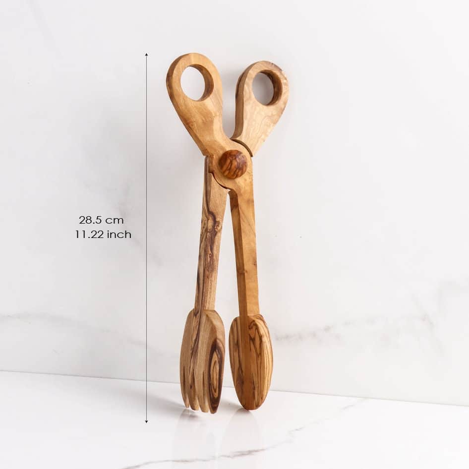 Olive wood toast tongs