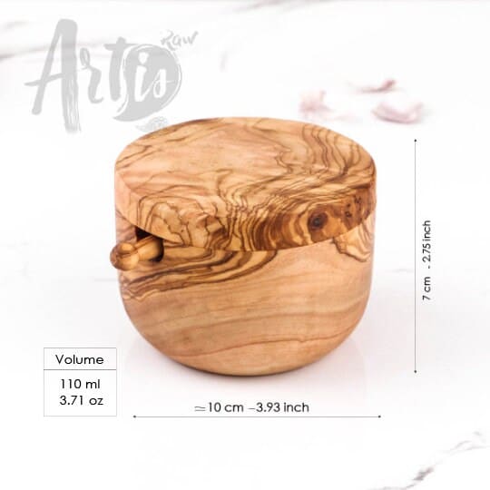 Wooden Salt Cellar with Wooden Spoon