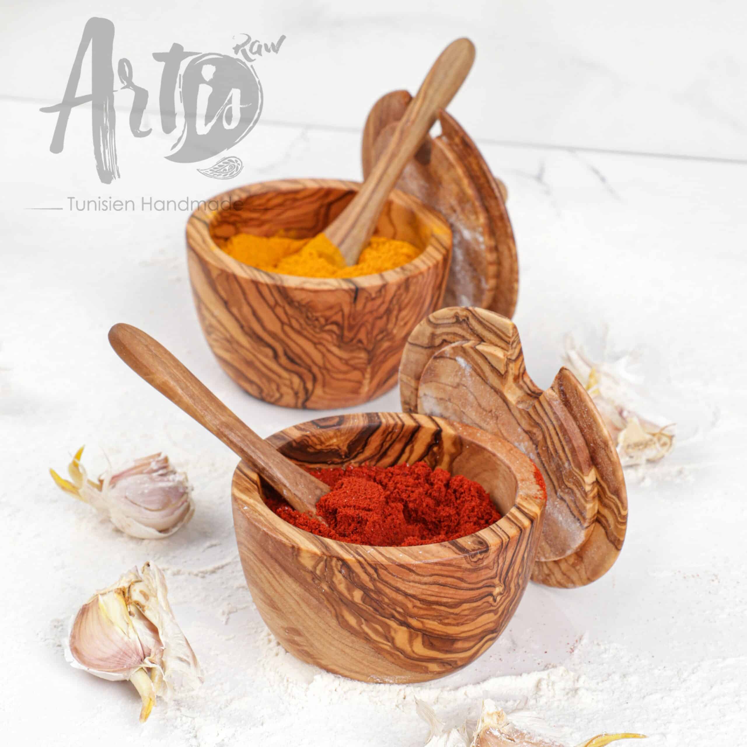 Handmade Spice Wooden Box with Spoon