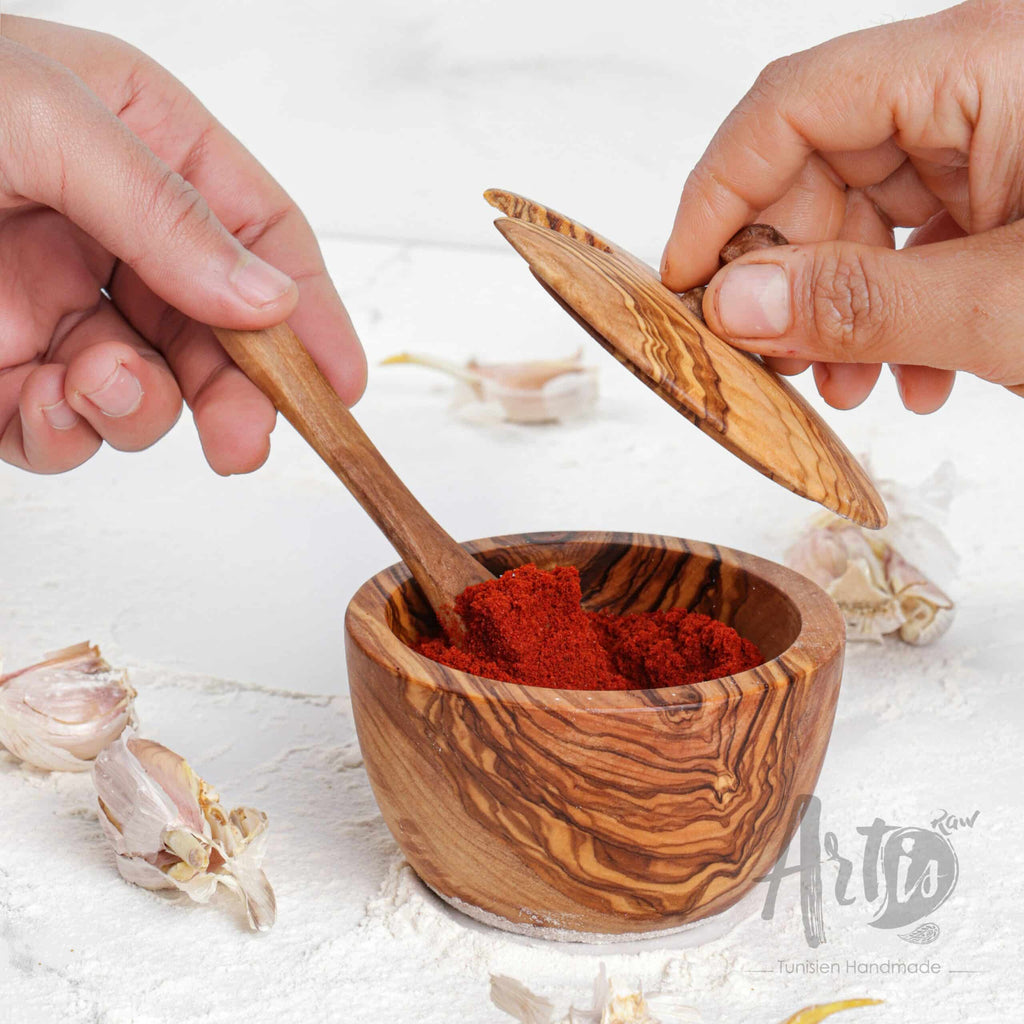 Handmade Spice Wooden Box with Spoon