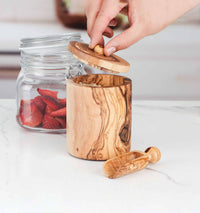 Spice Box Wood Handmade, with Wooden Spoon