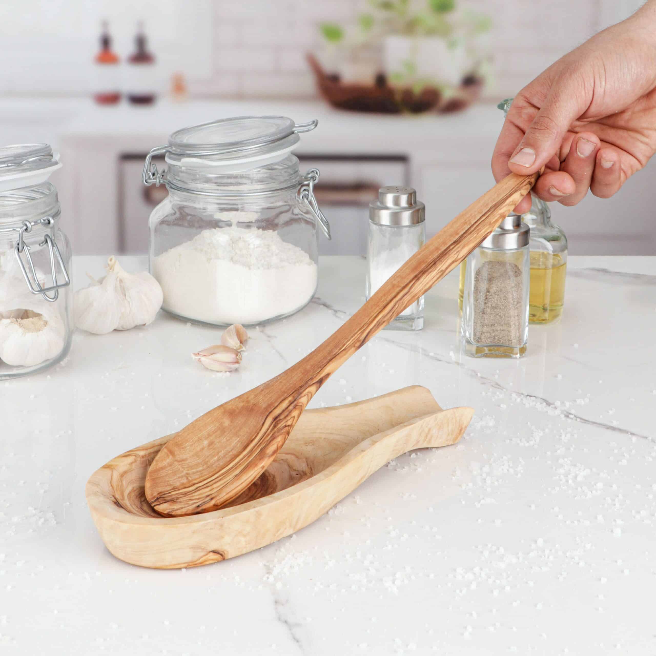 Handmade Wooden Spoon Holder, Spoon Rest for Oven