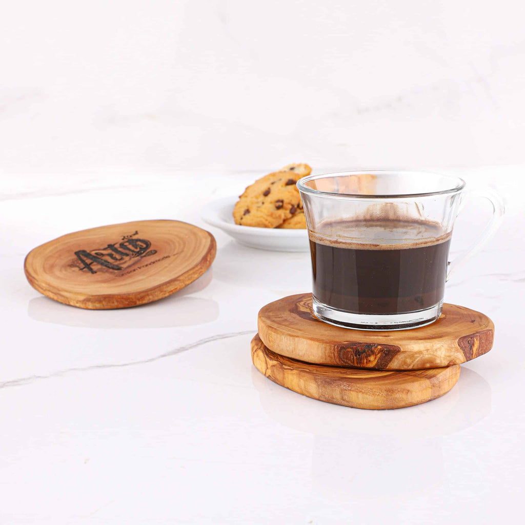 Handmade Engraved Wooden Coasters Round
