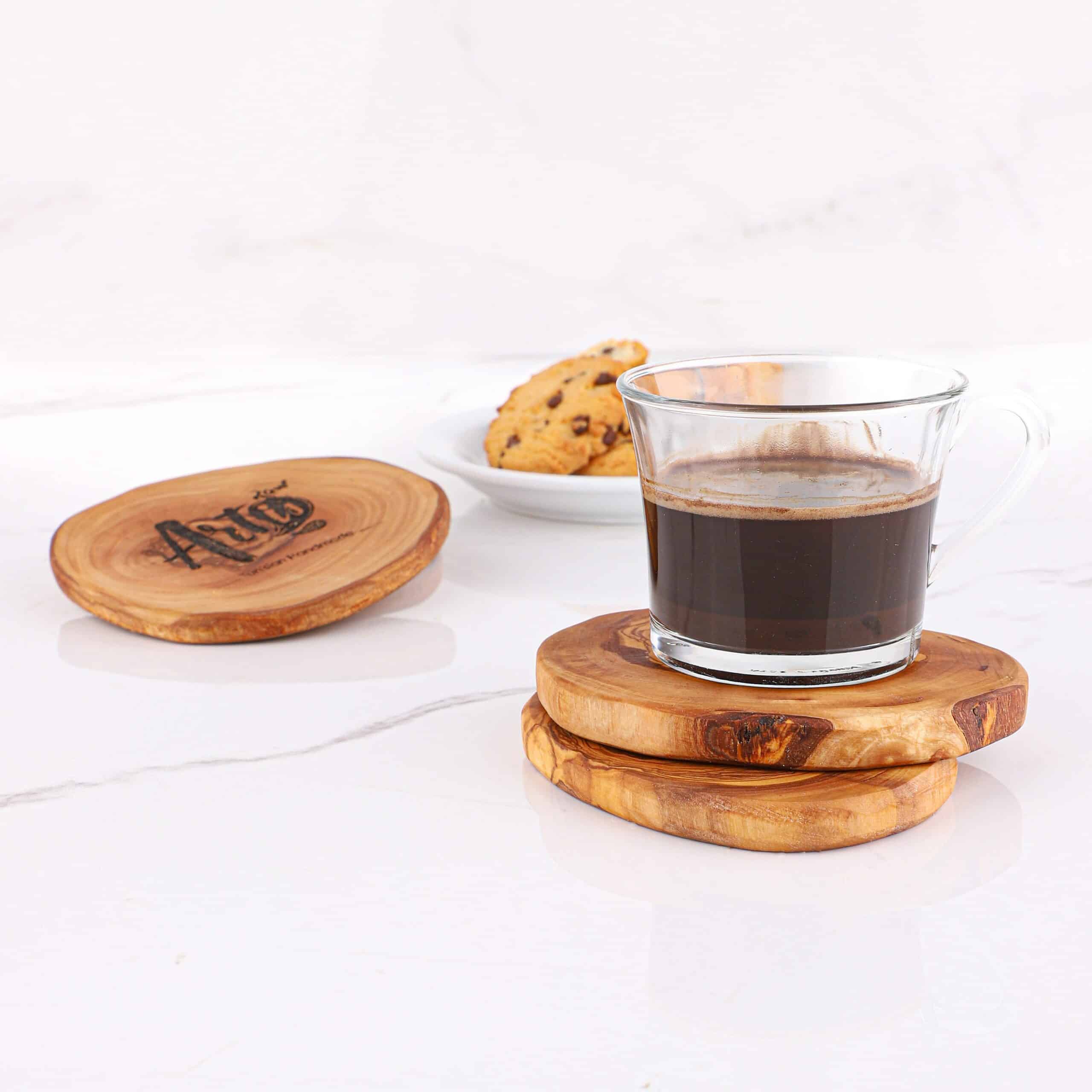 Handmade Engraved Wooden Coasters Round