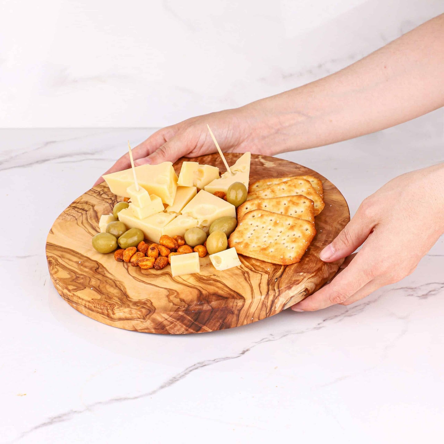 Round Wooden Board, Handmade from Olive Wood