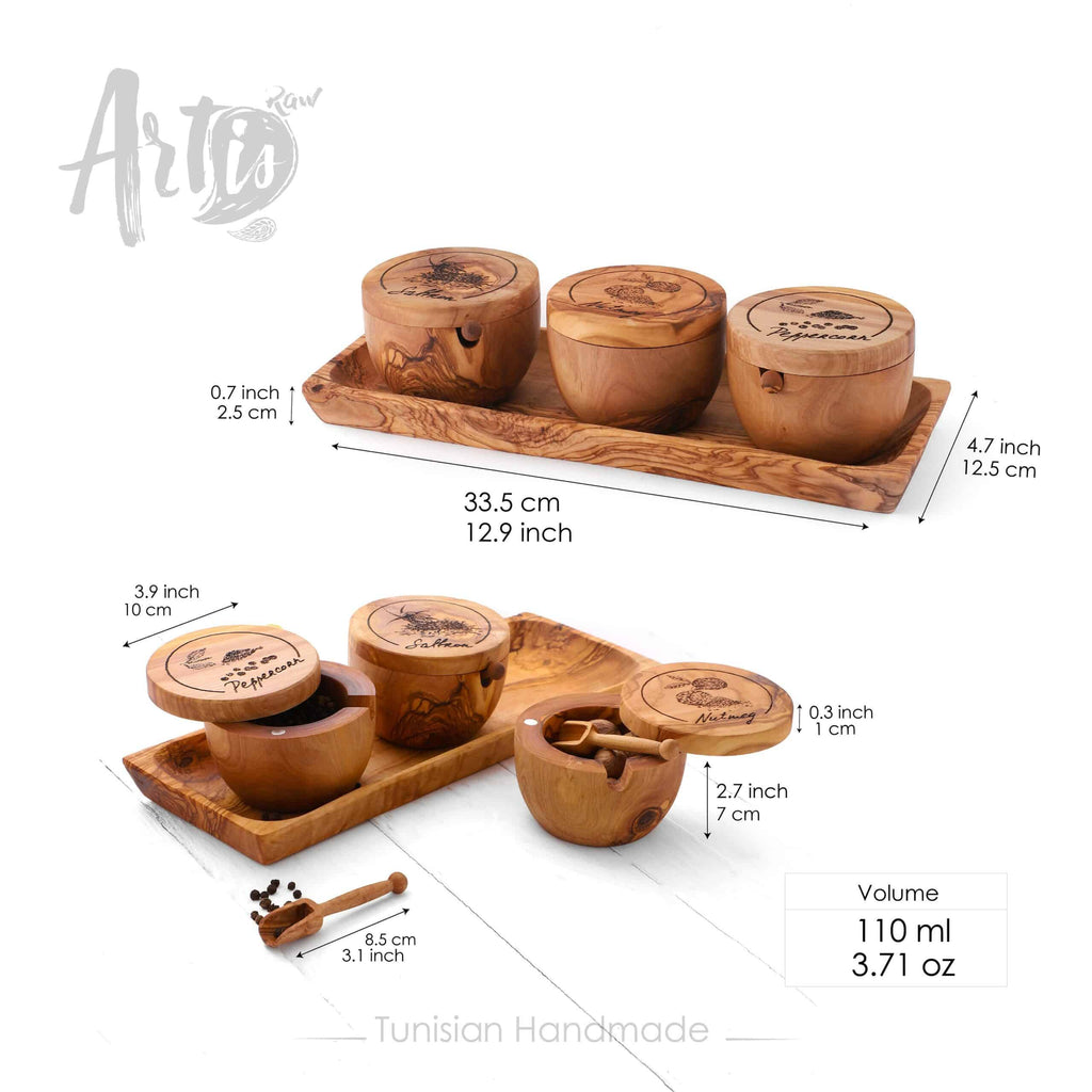 Handmade Wooden Spice Rack. Wooden Salt Cellars