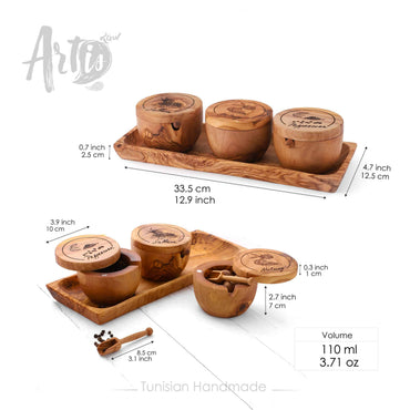Handmade Wooden Spice Rack. Wooden Salt Cellars