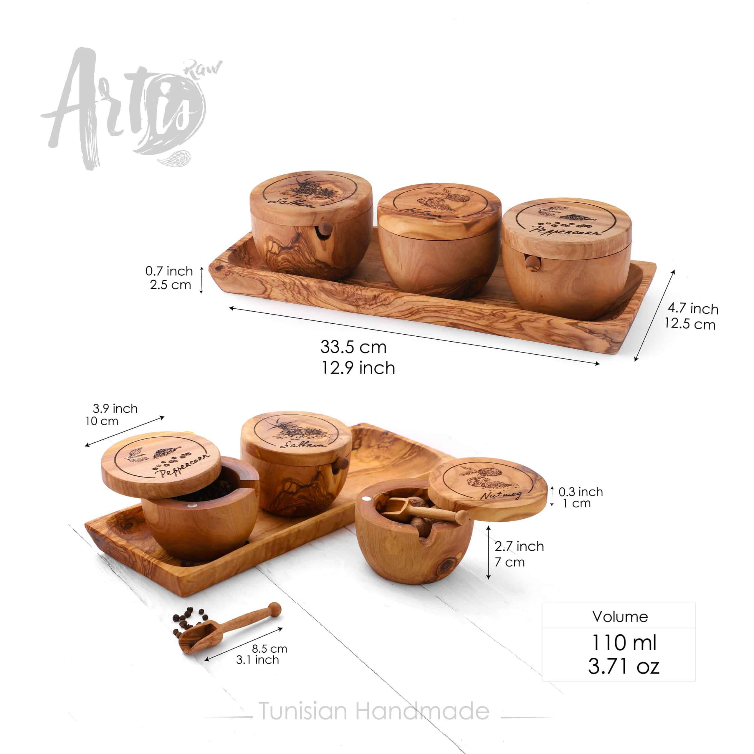 Handmade Wooden Spice Rack. Wooden Salt Cellars