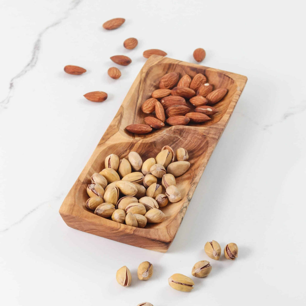 Divided serving dish made of Tunisian Olive Wood