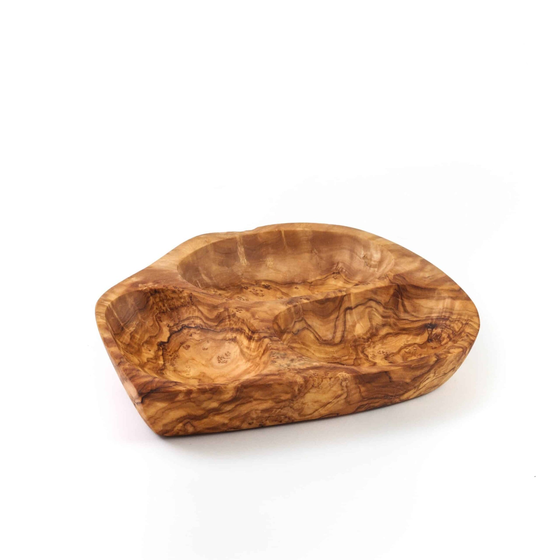 Divided serving dish made of Tunisian Olive Wood