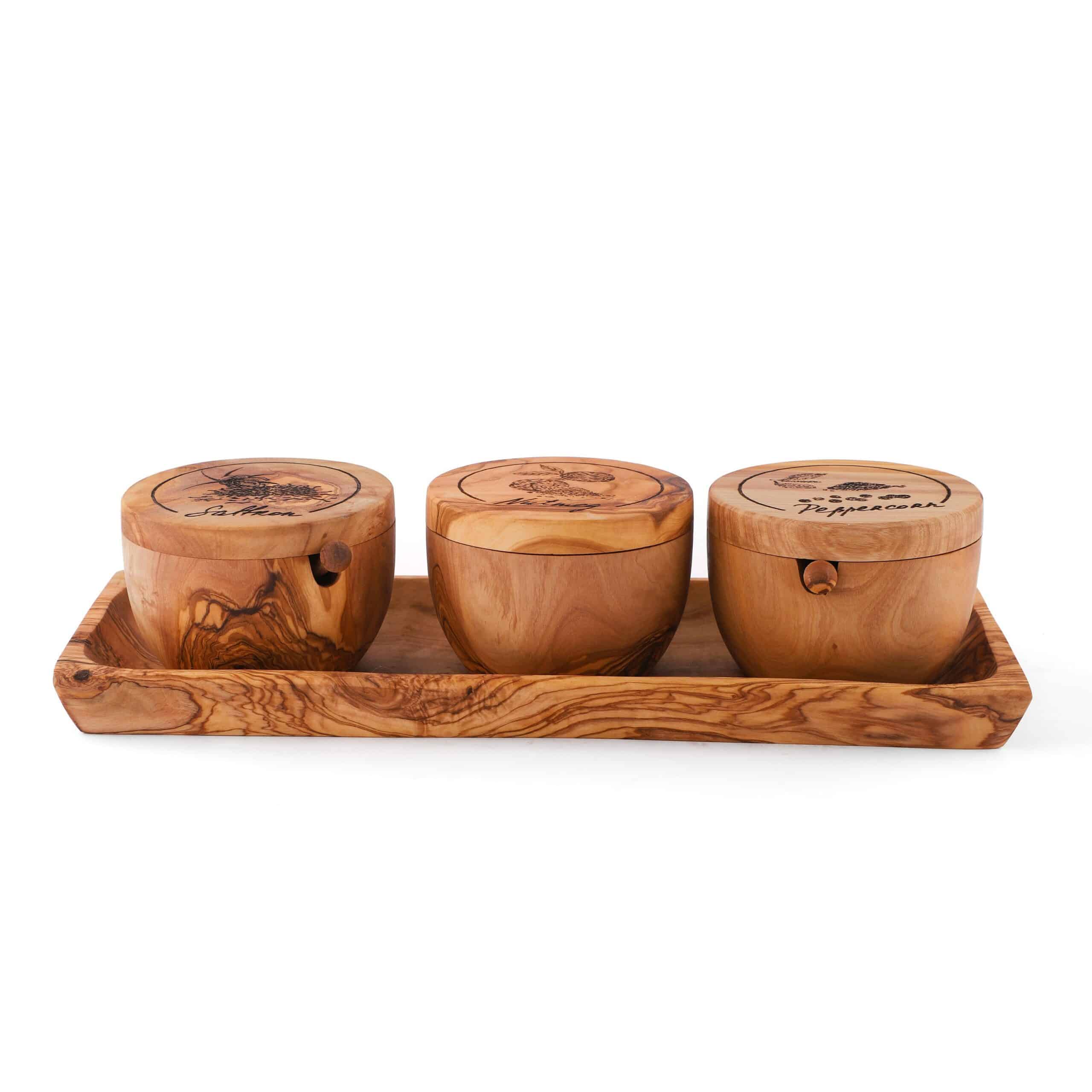 Handmade Wooden Spice Rack. Wooden Salt Cellars
