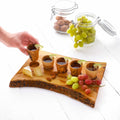 Set of 5 Wood Shot Glasses with Serving Board