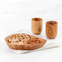 Divided serving dish made of Tunisian Olive Wood