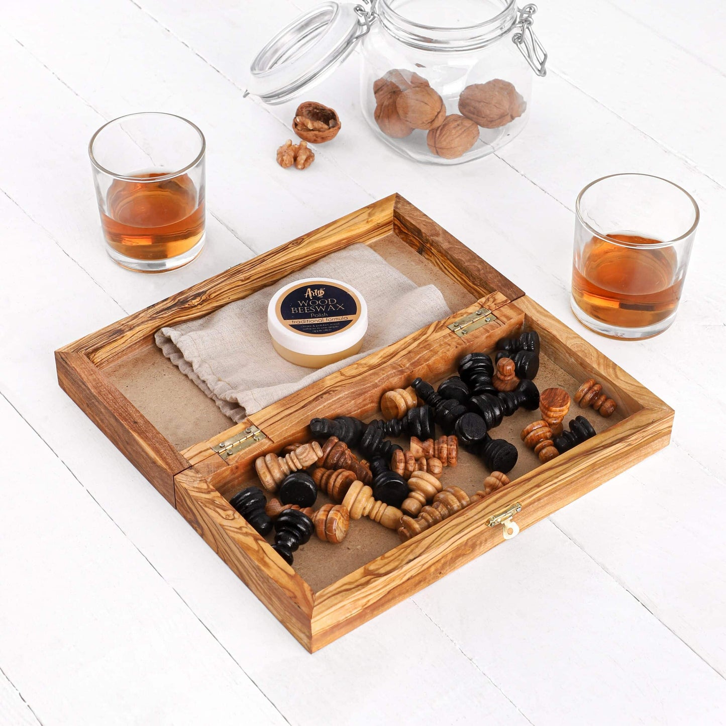 Folding Wooden Chess Set with Storage