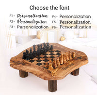 Fancy Chess Board Wooden with Natural Legs