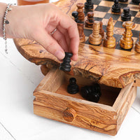 Custom Olive Wood Chess Set with Storage and Pieces – Handmade Luxury Board by Artisraw Tunisie