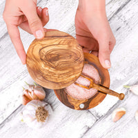 Wooden Salt Cellar with Wooden Spoon