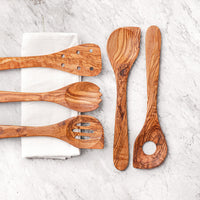 Set of 5 Olive Wood Kitchen Utensils