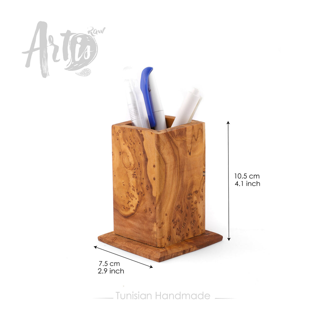 Wood Pencil Holder. Handmade Desk Pen Holder