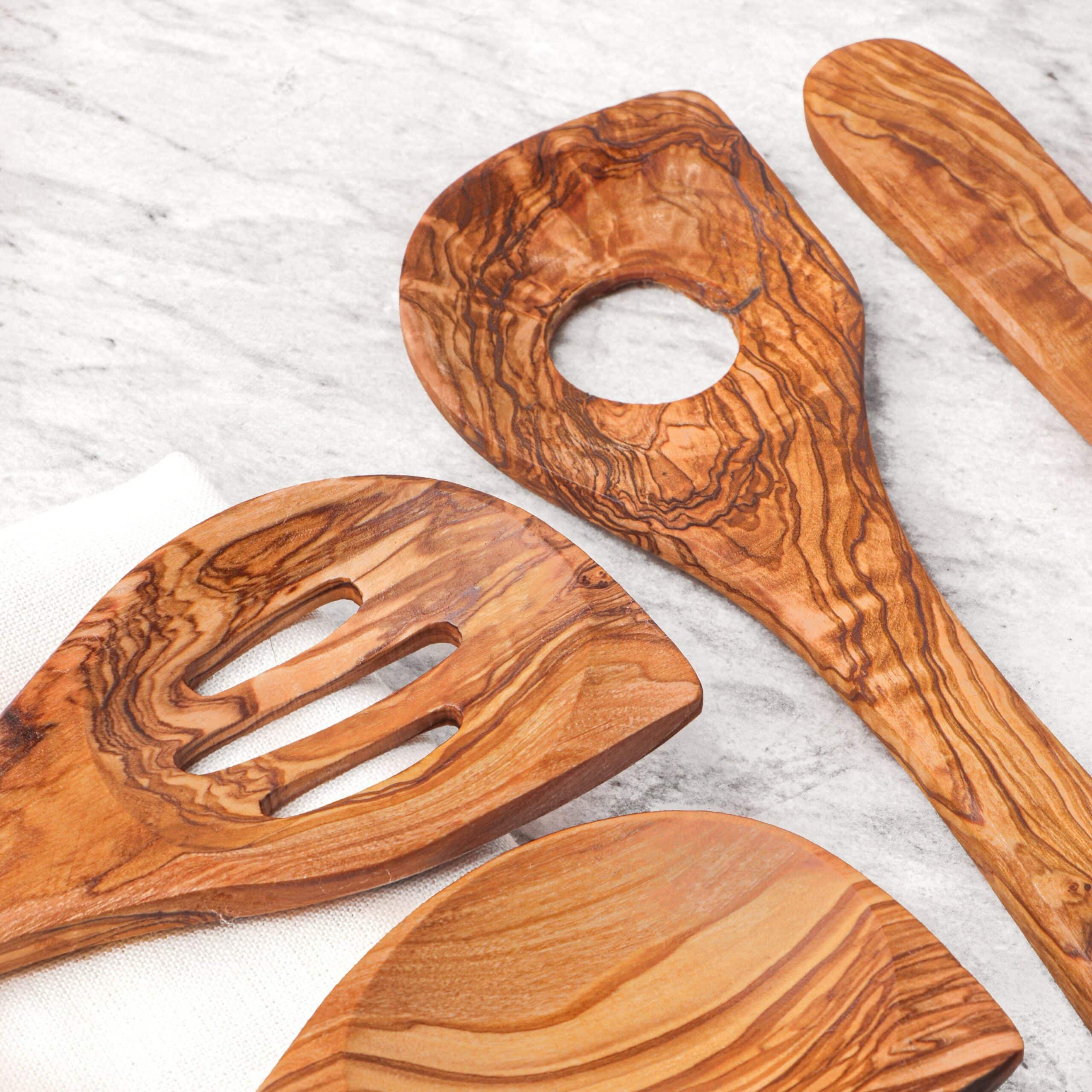 Set of 5 Olive Wood Kitchen Utensils
