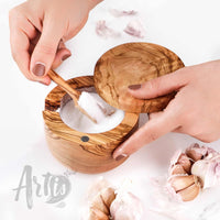 Wooden Salt Cellar with Wooden Spoon