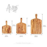 Set of 3 Olive Wood Cutting Boards with Handles