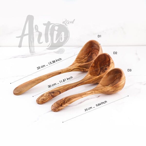 Handmade Wooden Ladle Spoon Set of 3