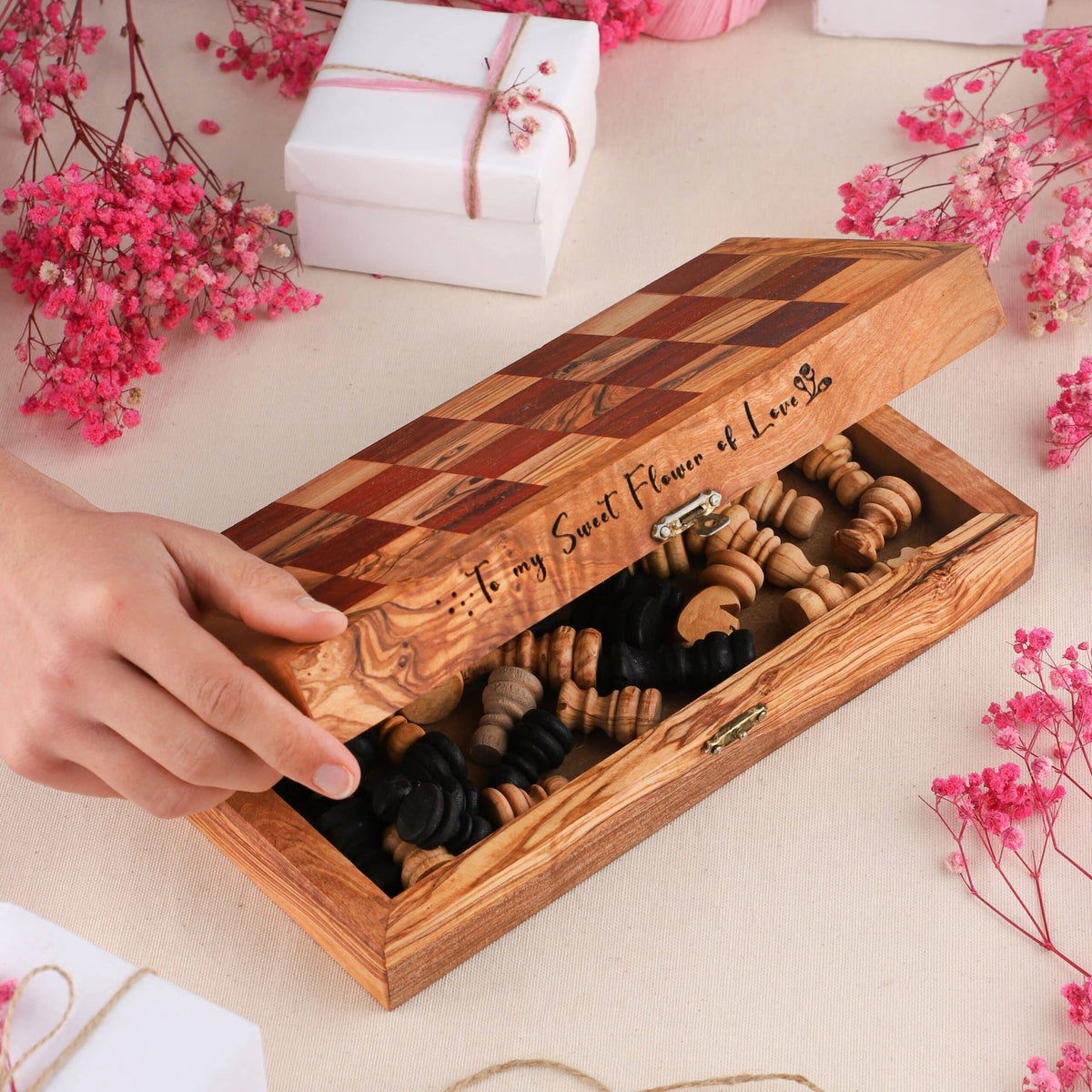 Folding Wooden Chess Set with Storage