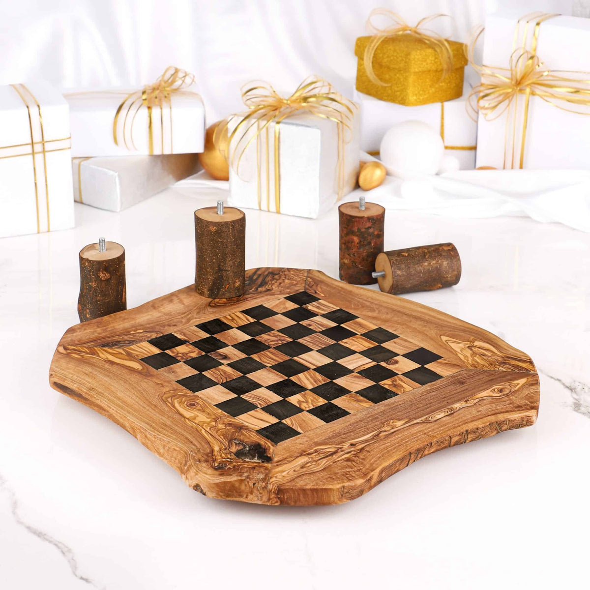 Fancy Chess Board Wooden with Natural Legs