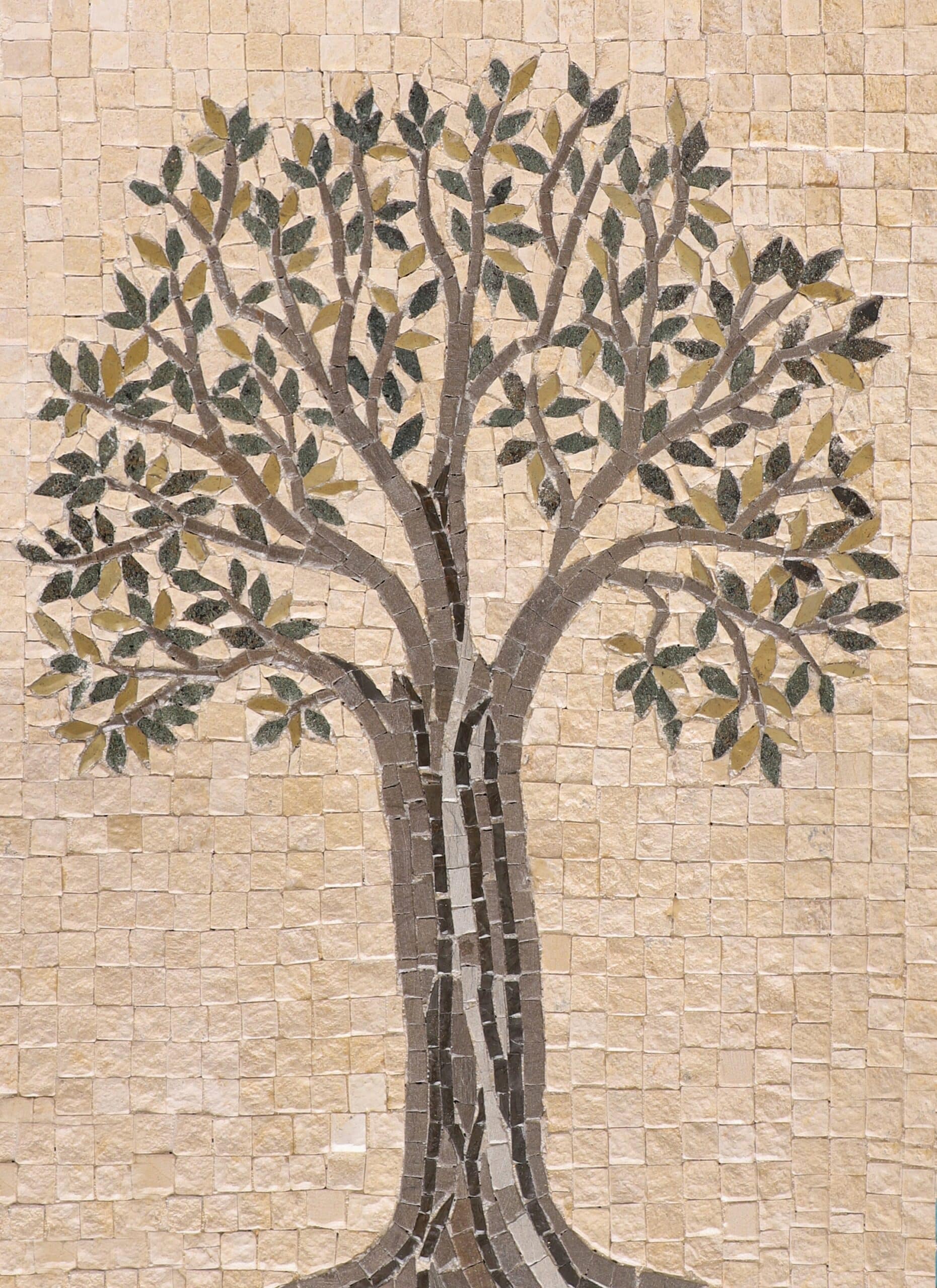 Olive Tree Mural Backsplash Tile. Mosaic Handmade