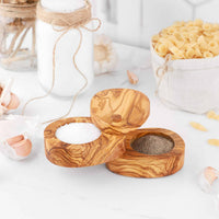 Olive Wood Salt Cellar with Lid
