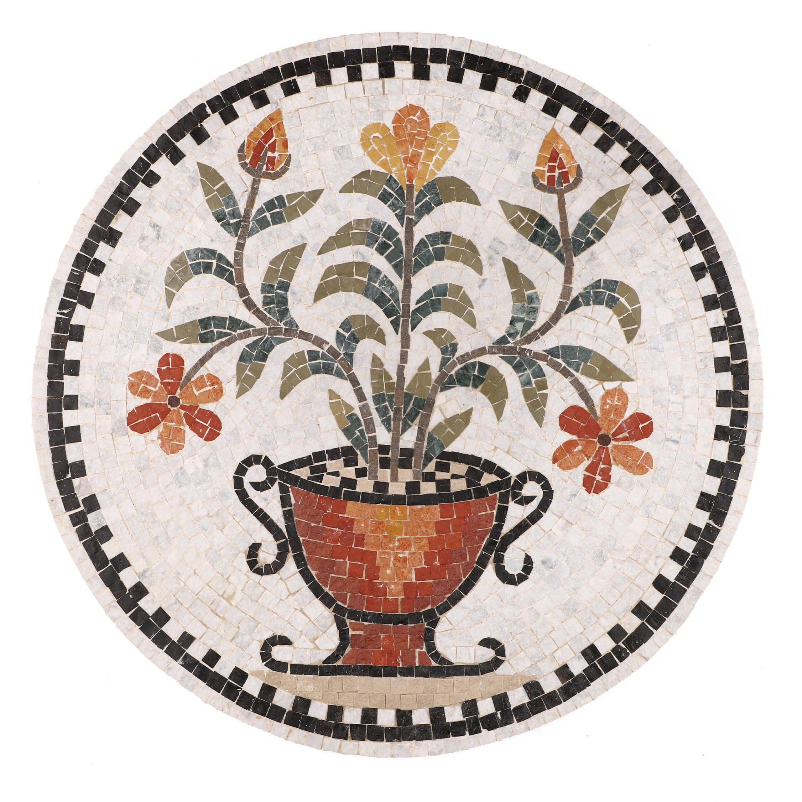 Handmade Floral Mosaic Tile Wall Art