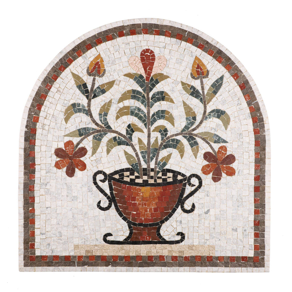 Handmade Floral Mosaic Tile Wall Art