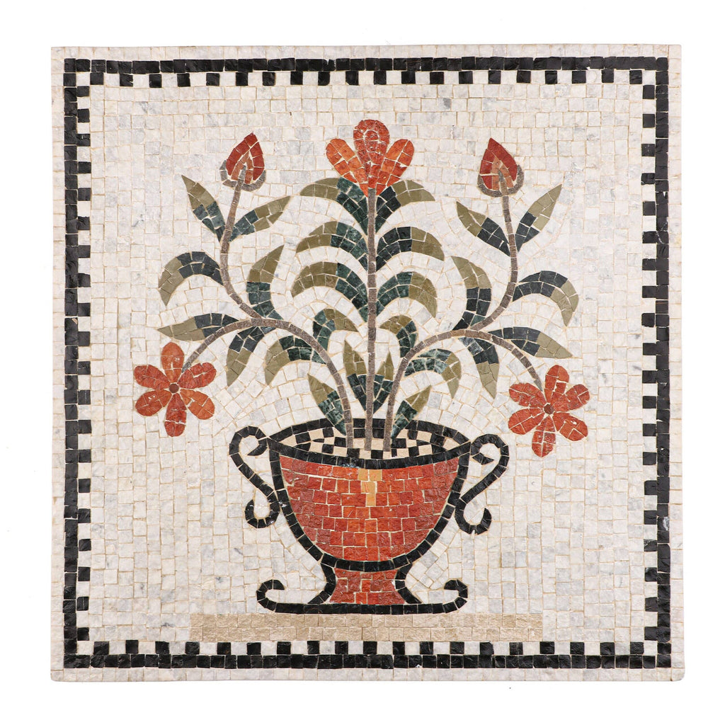 Handmade Floral Mosaic Tile Wall Art