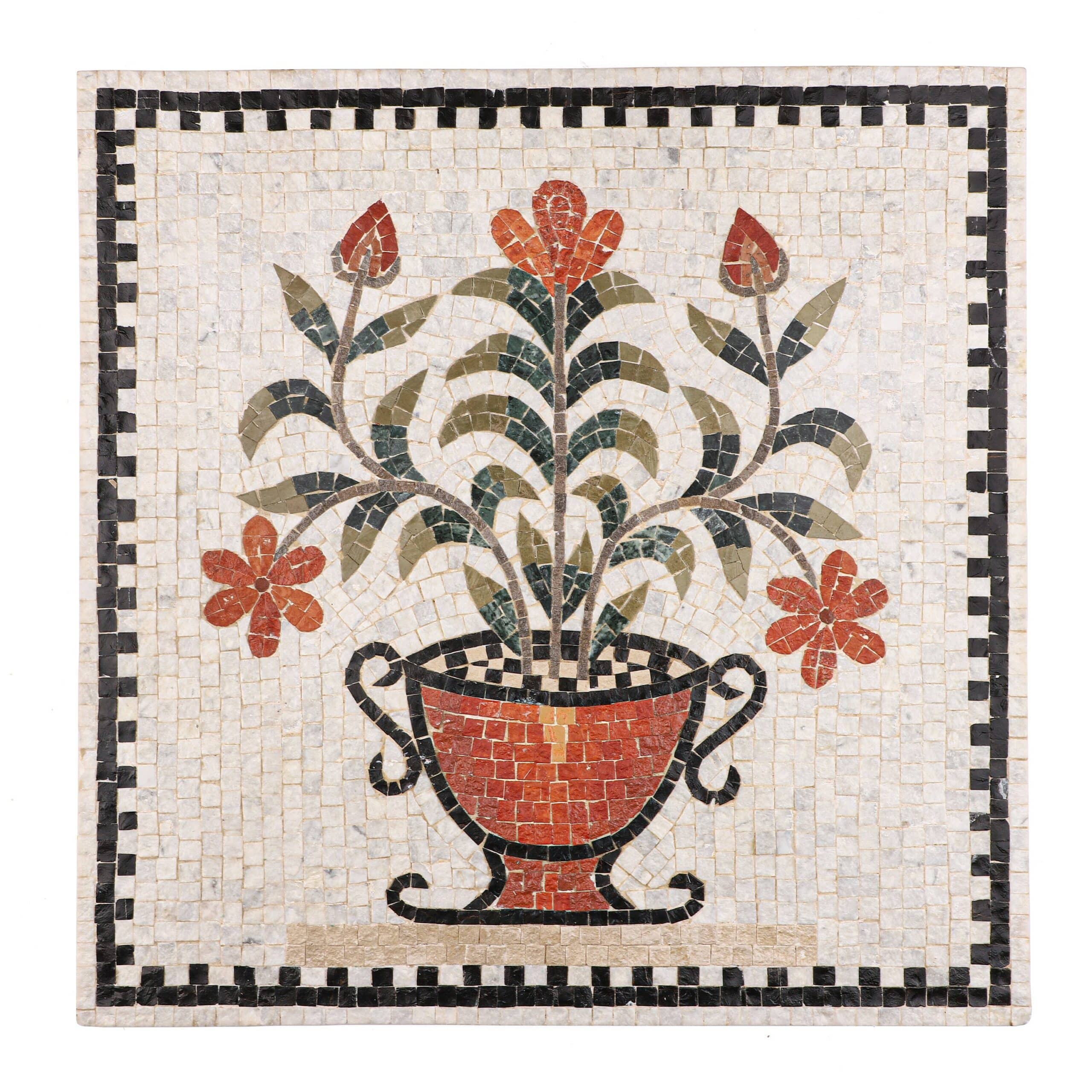 Handmade Floral Mosaic Tile Wall Art