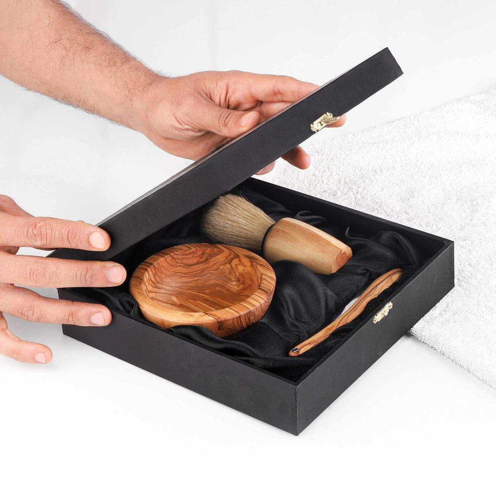 Shaving Kit handmade from Olivewood